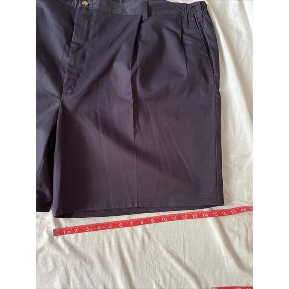 Haggar Mens Pleated Front Shorts 54W Dark Purple Full Cotton Elastic Waist Made - Picture 2 of 11